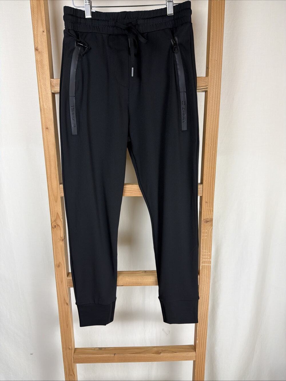 NWT Zhrill Black Zipper Pockets Drawstring Waist Jogger Pants #0907 Size XS